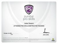 Сертификат о прохождении курса Zumba® Pro Skills